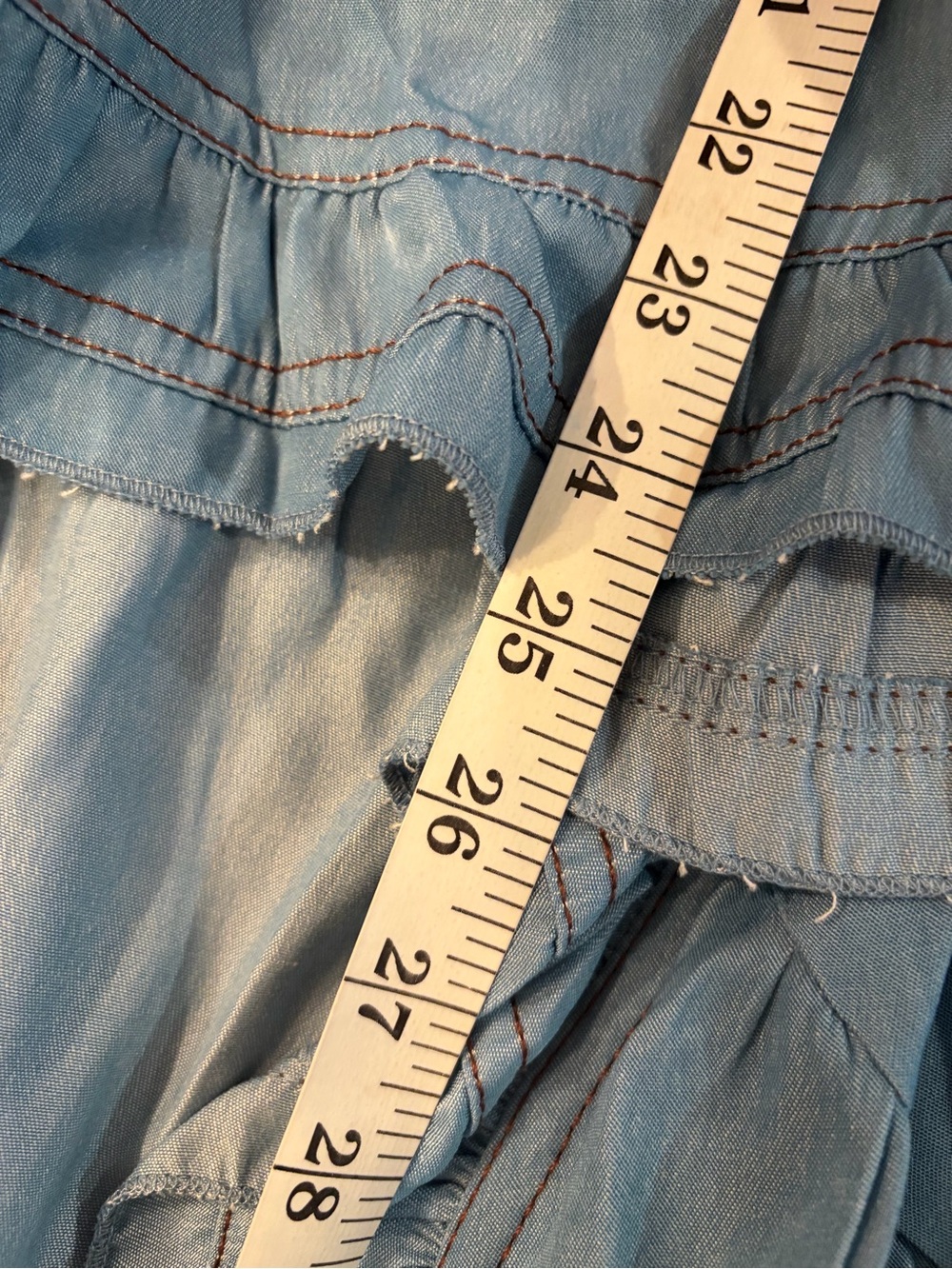 SHEIN Light Wash Denim Ruffle High-Low Dress women’s size medium - Picture 6 of 7
